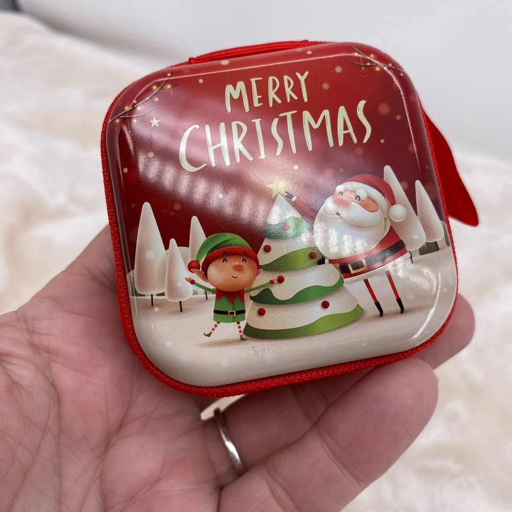 Christmas Zipper Purse Gift Case Ornament Santa Reindeer Snowman NEW